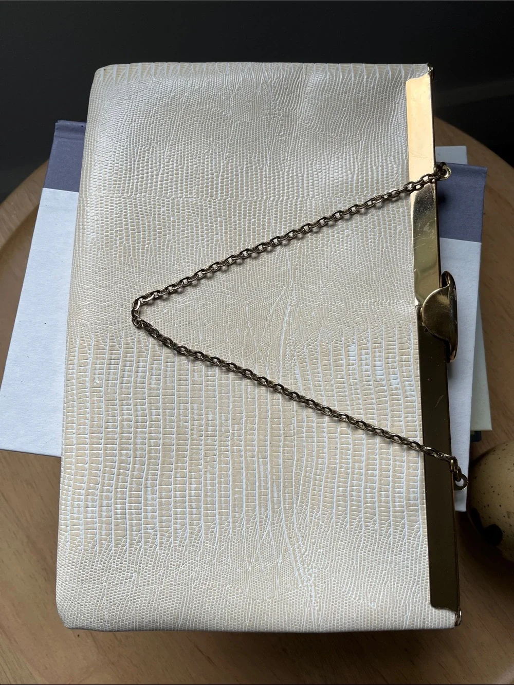 Etra Vintage Cream Leather Embossed Snakeskin Pattern - Like New